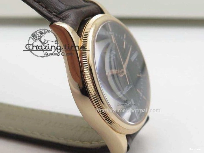 MiroTime 1219 Cellini 50505 RG Black Dial on Brown Leather Strap A2824 BP Maker Premium 4047